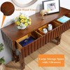 MOEPISY 52 inch Sofa Table with Storage Drawers, Mid Century Farmhouse Fluted Console Table with Solid Wood Legs Cherry - 3 of 4