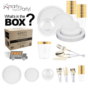 Smarty Had A Party Clear Flat Round Plastic Tableware Set - 120 Sets - 1 of 4