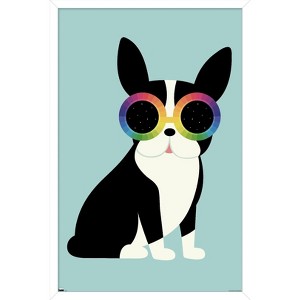 Trends International Andy Westface - Boston Terrier Work Hard Framed Wall Poster Prints - 1 of 4