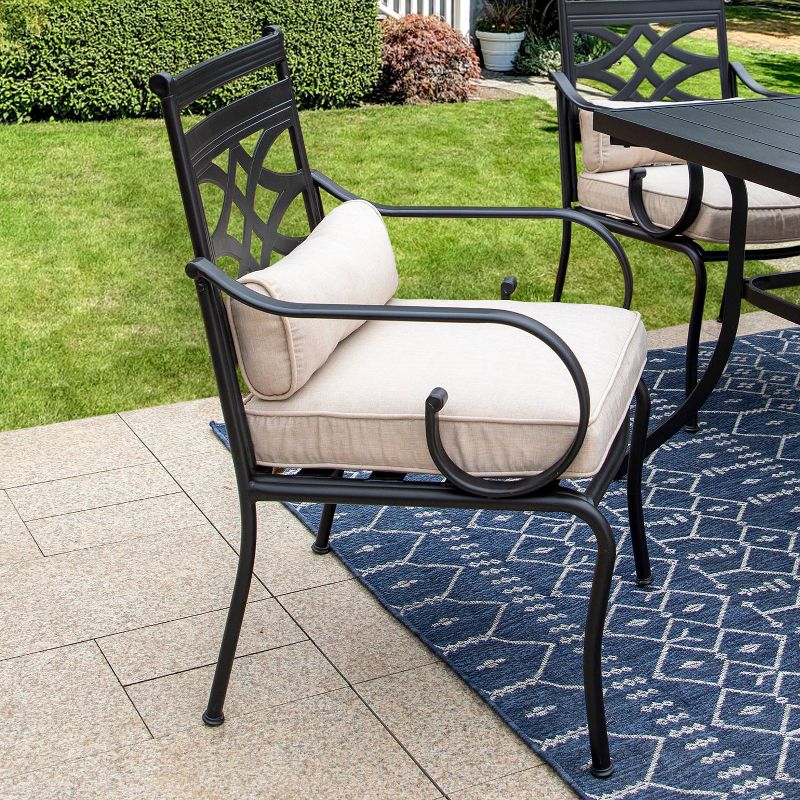 2pk Outdoor Dining Chairs with Thick Seat &#38; Back Cushions &#38; Metal Frame - Captiva Designs, 3 of 9