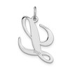 Black Bow Jewelry 14k White Gold, Ella Collection, LG Fancy Script Initial Pendant A-W - 3 of 4