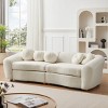 87.7" Modern Curved Couch Sofa,Upholstered Couch With 5 Decorative Throw Pillows,Teddy Boucle Sofa For Living Room,Office,Apartment-Cuddlewood - 3 of 4