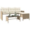 vidaXL Patio Sofa with Table and Cushions L-Shaped Beige Poly Rattan - 4 of 4