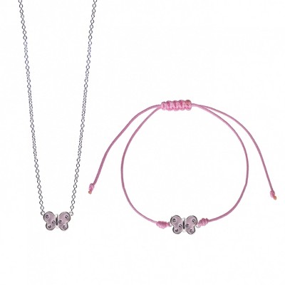 FAO Schwarz Butterfly Necklace and Bracelet Set