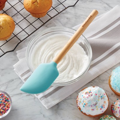 3 Pack...KitchenAid  Bamboo Scraper Spatula Aqua Sky