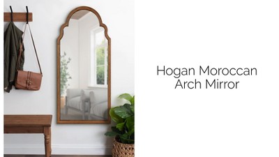 Gray Wood Moroccan-Inspired Arched Vanity Mirror