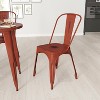 Merrick Lane Banks Indoor/Outdoor Stacking Metal Dining Chair with Single Slat Back and Distressed Powder Coated Finish - 2 of 4