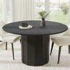 PexFix 52" Wood Round Dining Table Kitchen Table for 4-6 with Arc-Shaped Edge Top & Cylindrical Pedestal for Living/Dining Room Coffee Office Black - 2 of 4