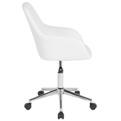 White LeatherSoft Mid-Back Ergonomic Swivel Office Chair