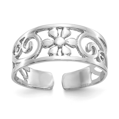 Black Bow Jewelry Floral Toe Ring In 14 Karat White Gold Target