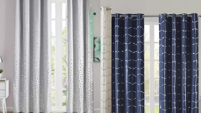 Arielle Total Blackout Metallic Printed Curtain Panel, 2 of 15, play video