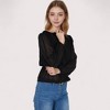 Anna-Kaci Women's Sheer Yoke Long Sleeve Blouse with Ruffle Neckline and Cinched Waist Detail - 4 of 4
