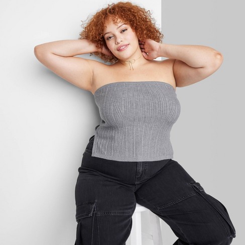 Women's Sweater Tube Top - Wild Fable™ Slate Gray 3x : Target