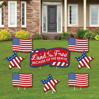 Big Dot of Happiness Patriotic - Yard Sign & Outdoor Lawn Cemetery Grave Decorations - Memorial Day Patriotic Yard Signs - Set of 8