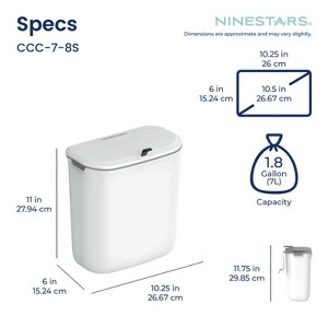 SEVOBAL Stainless Steel Hanging Trash Can Kitchen Compost Bin for Counter Top, Under Sink Wall Mount, Small Garbage Can, White, 6"*10.25"*11" - 1 of 4