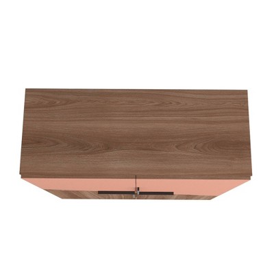 Brown and Pink Mid-Century Modern Low Cabinet with Hairpin Legs