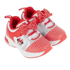 Disney's Minnie Mouse Girls Sneakers - Slip On Elastic Lace Sneakers - Minnie Mouse Polka Dot and Bows - Everyday Shoes for Kids (Red, 9) - 1 of 4