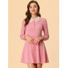 Allegra K Women's A-Line Long Sleeve Front Button Down Lace-Collar Mini Dresses - 3 of 4