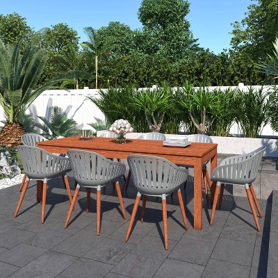 Colville 9pc Eucalyptus Wood Patio Dining Set with Rectangular Table - Amazonia
