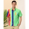 Lars Amadeus Men's Summer Striped Patchwork Short Sleeves Button Down Hawaiian Shirt - 2 of 4
