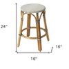 HomeRoots 24" Black and White and Natural Heavy Duty Plastic and Rattan Backless Counter Height Bar Chair - 3 of 4