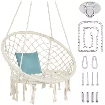 horizon dood Medicinaal Best Choice Products Handwoven Cotton Macramé Hammock Hanging Chair Swing  For Indoor & Outdoor Use W/ Backrest : Target