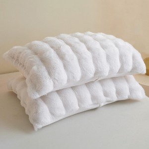LISM Long Pillow Shams 2-Pack Fluffy Faux Rabbit Fur Pillowcases - 1 of 4