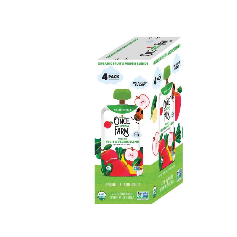 Once Upon a Farm Green Kale &#38; Apples Organic Kids&#39; Snack - 4ct/3.2oz Pouches, 3 of 8