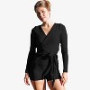 Calypsa Women's Plus Size Avery 2-Piece Long Sleeve Wrap Swim Set With Reversible Top and Tummy Control Shorts - 3 of 3
