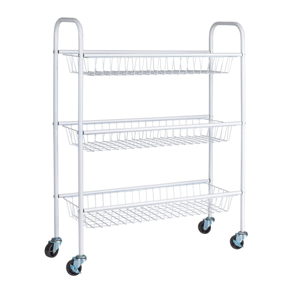 Photos - Wardrobe Household Essentials 3-Tier Slim Storage Cart, Heavy-Duty Steel Frame, Smooth Casters with Locks, Powder Coat Finish, Arched