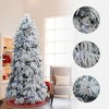 LuxenHome 7Ft Pre-Lit Full Snowy Branches Artificial Pine Christmas Tree with Pinecones and Stand Green - 2 of 4