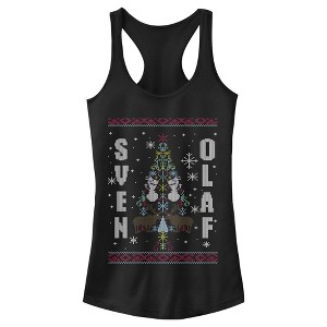 Juniors Womens Frozen Ugly Christmas Besties Racerback Tank Top - 1 of 4