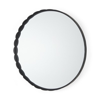 HomeRoots 30" Black Metal Scalloped Framed Accent Mirror