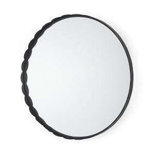 HomeRoots 30" Black Metal Scalloped Framed Accent Mirror - 1 of 4