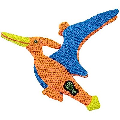 goDog Double Chew Guard Mesh Dinos Pterodactyl Squeaky Dog Toy - Orange, Small