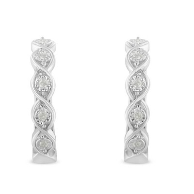 Haus of Brilliance Silver 1/10 Cttw Miracle-Set Diamond Infinity Swirl Hoop Earrings