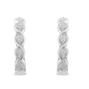 Haus of Brilliance Silver 1/10 Cttw Miracle-Set Diamond Infinity Swirl Hoop Earrings - 1 of 4