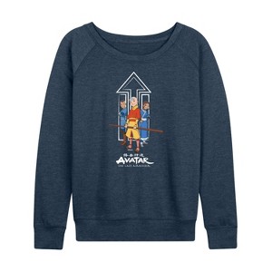 Women's - Avatar: The Last Airbender - Trio Lightweight French Terry Wide Neck Long Sleeve Graphic Shirt - 1 of 4