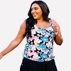 Calypsa Women's Plus Size Maya Tankini Swim Top With Built-in Bra - 2 of 4