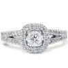 Pompeii3 7/8ct Pave Halo Diamond Engagement Ring 14K White Gold - 2 of 4