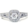 Pompeii3 7/8ct Pave Halo Diamond Engagement Ring 14K White Gold - image 2 of 4