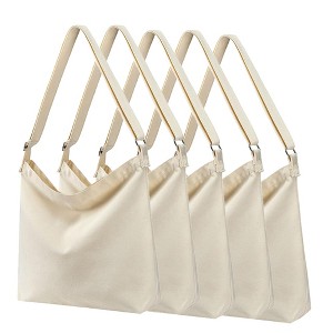 Generic 5pack Beige Women's blank large Size Canvas Crossbody Tote Handbags Shoulder Bag - 1 of 4