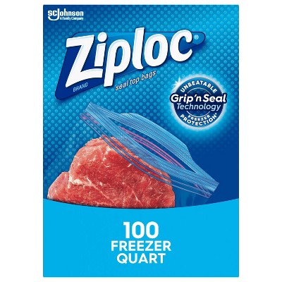 Ziploc Freezer Quart Bags with Grip 'n Seal Technology - 100ct