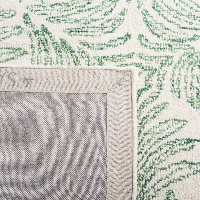 Ivory and Green Floral Hand-Tufted Wool Blend Area Rug