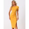 Allegra K Women's Round Neck Short Sleeve Split Sheath Dresses - 4 of 4