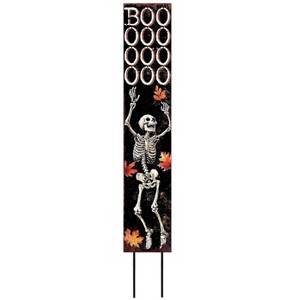 HomeRoots 42" Black Orange And White Solid Wood Boo Halloween Skeleton Garden Stake - 1 of 4