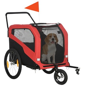 Aosom 2-in-1 Dog Bike Trailer Pet Stroller Carrier for Large Dogs with Hitch, Quick-release Wheels, Foot Support - 1 of 4