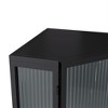 22.25'' Corner Storage Cabinet, Floor Cabinet with Tempered Glass Door & Shelves, Freestanding Sideboard for Bathroom, Kitchen, Living Room - 3 of 4