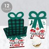 Big Dot of Happiness Christmas Pajamas - Square Favor Gift Boxes - Holiday Plaid PJ Party Bow Boxes - Set of 12 - 3 of 4