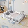 TopComfy Beds Full Size Floor Platform Bed with Fence and Door Floor Bed Frame with Support Slats Bed for Kids, White, 77.76"*17.52"*6.3" - 2 of 4
